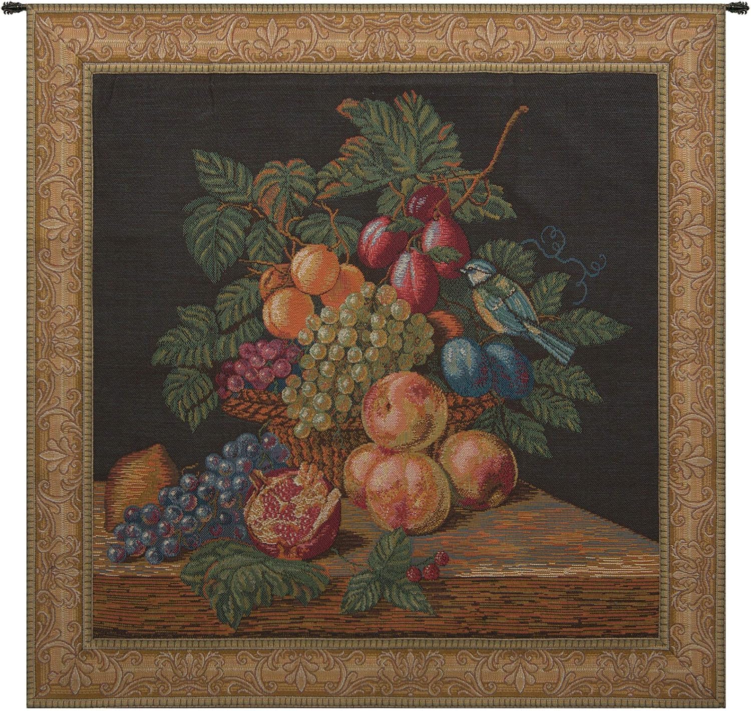 C Charlotte Home Furnishings Inc. La Mesange French Tapestry Wall Hanging 33 X 31 Inch Viscose Cotton And Polyester Blend Wall Art Woven In France Perfect For Home Decor And Wall Decor