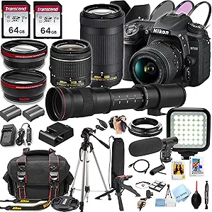 Nikon D7500 DSLR Camera Kit with Lenses and Accessories (49pc Video Bundle) (Renewed)