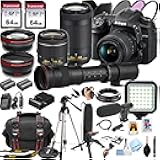 Nikon D7500 DSLR Camera Kit with 18-55mm VR & 70-300mm Lenses + 420-800mm Lens + 128GB Memory, LED Light, Microphone, Spare Battery, Filters, Case, Tripod, and More (49pc Video Bundle)