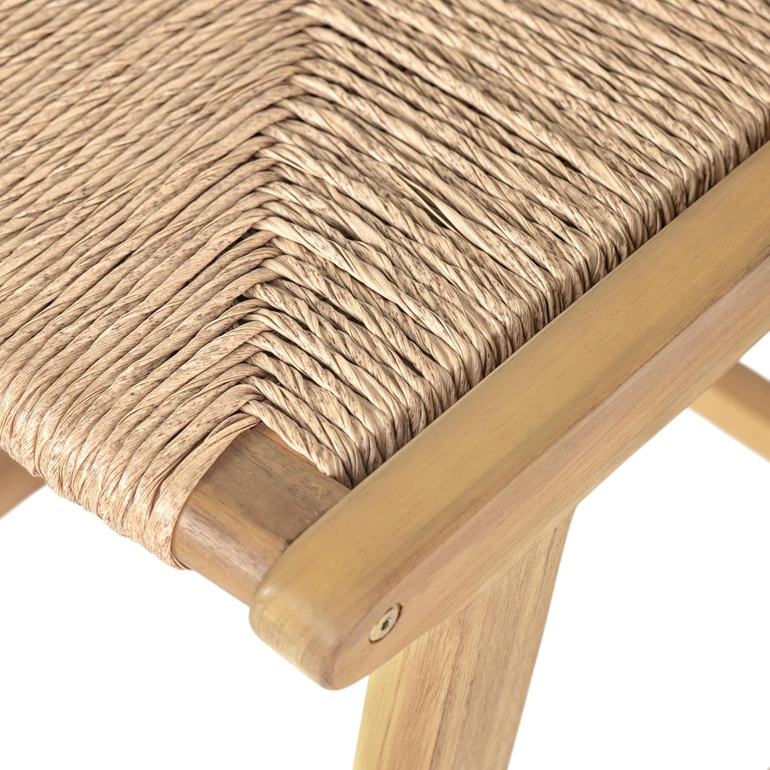 GDFStudio Outdoor Armless Barstools Set of 2, Counter Height Stools with Weather-Resistant Acacia Wood Frame & PE Wicker,Patio Bar Chairs for Garden, Deck, Balcony, Poolside, Light Teak