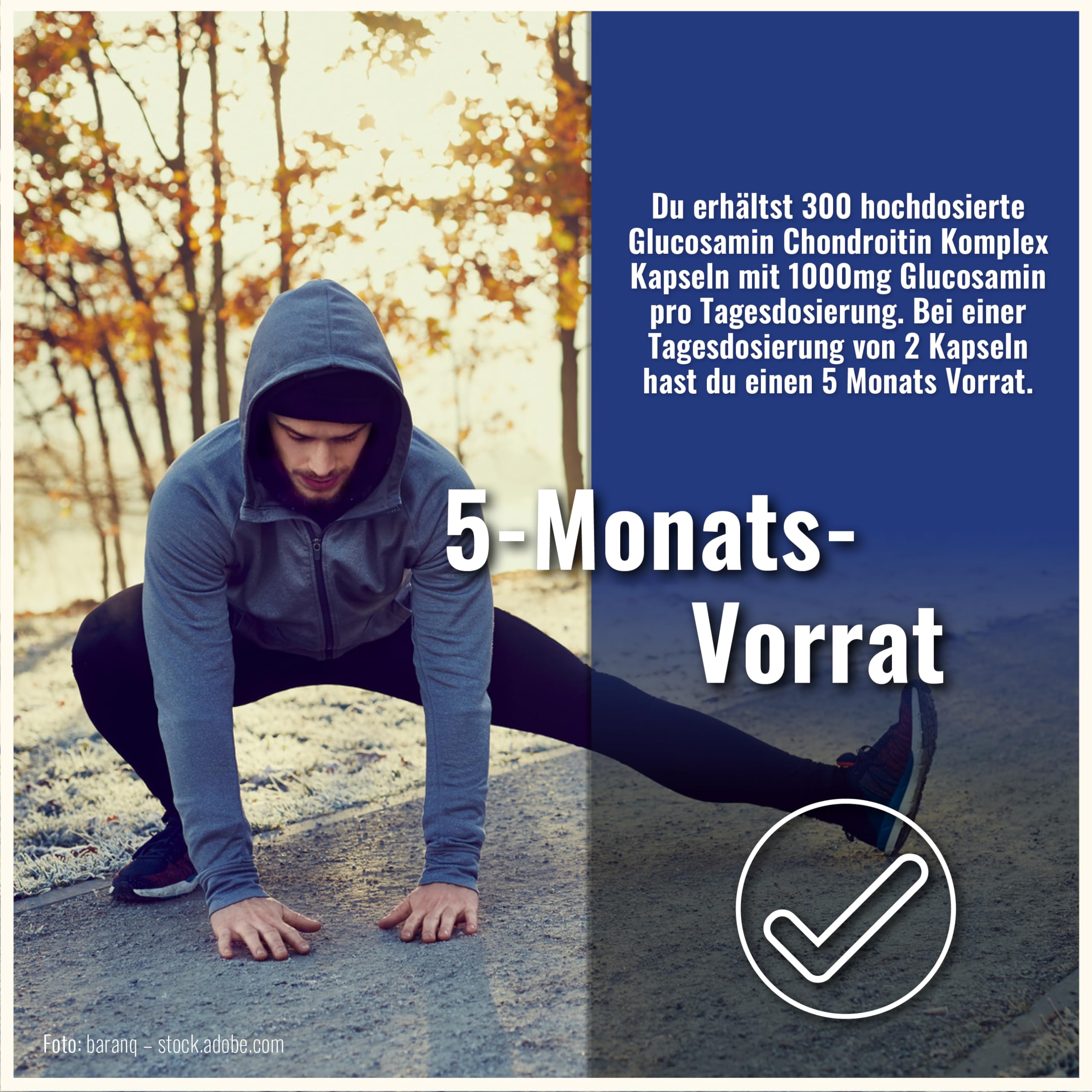 Glucosamin Chondroitin Komplex – 300 Reine Kapseln ohne Zusätze – 1000mg pro Tagesdosierung 5 Monate Vorrat – Glucosamin & Chondroitin Hochdosiert, Chondroitin-Glucosamine Chondroitinsulfat Glukosamin