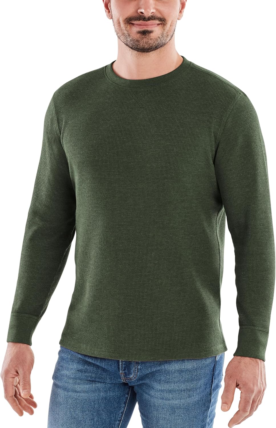 The American Outdoorsman Long-Sleeve Crew Neck Thermal Waffle Knit Shirt for Men