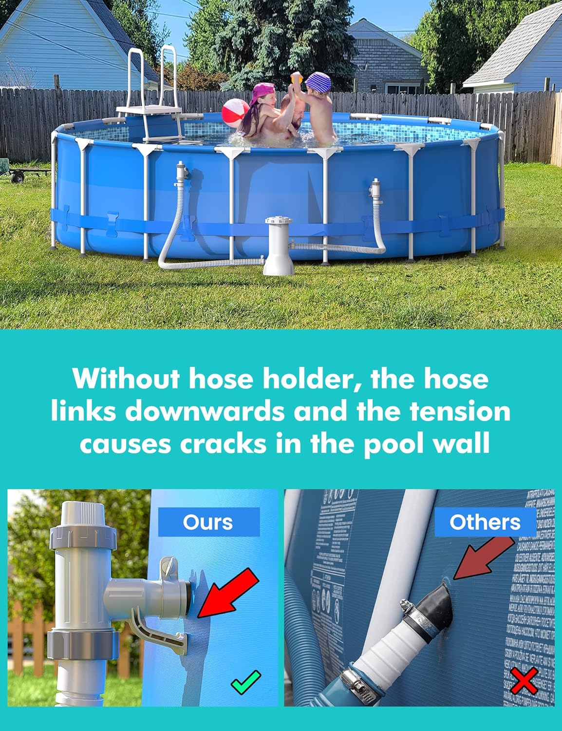 【PATENTED】MASCARRY Above Ground Swimming Pool Hose Adapter with Plunger Valve and Pipe Holder - Replacement Parts for Pool Pump System (2 PACK)