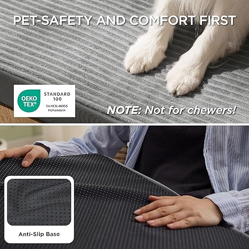 Miniatura 4 de Bedsure Camas para perros de tamaño grande, camas ortopédicas para mascotas con funda extraíble lavable a máquina, no impermeable, almohadilla de