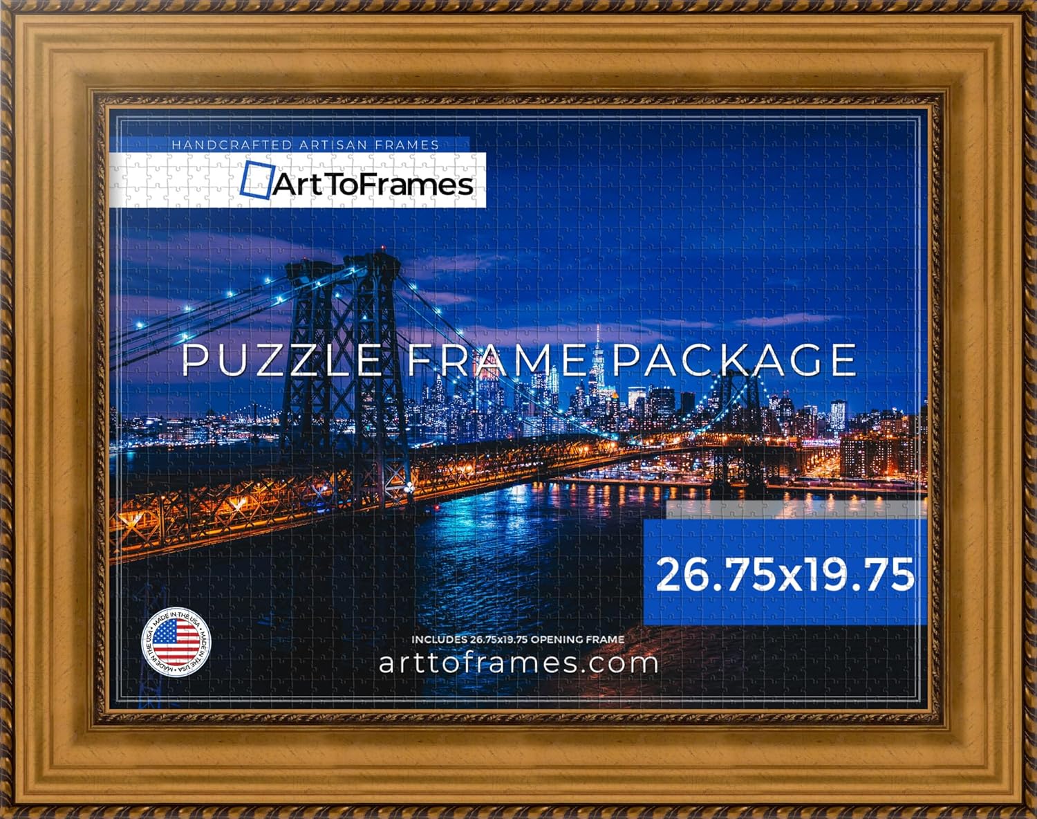 ArtToFrames 26.75x19.75 INCH/68x50 CM Multi Frame for 1000 piece Puzzles.This 3.50 Inch Custom Wood Puzzle Frame is Other - Comes with Economy Acrylic (Puzzle5167-26.75x19.75)