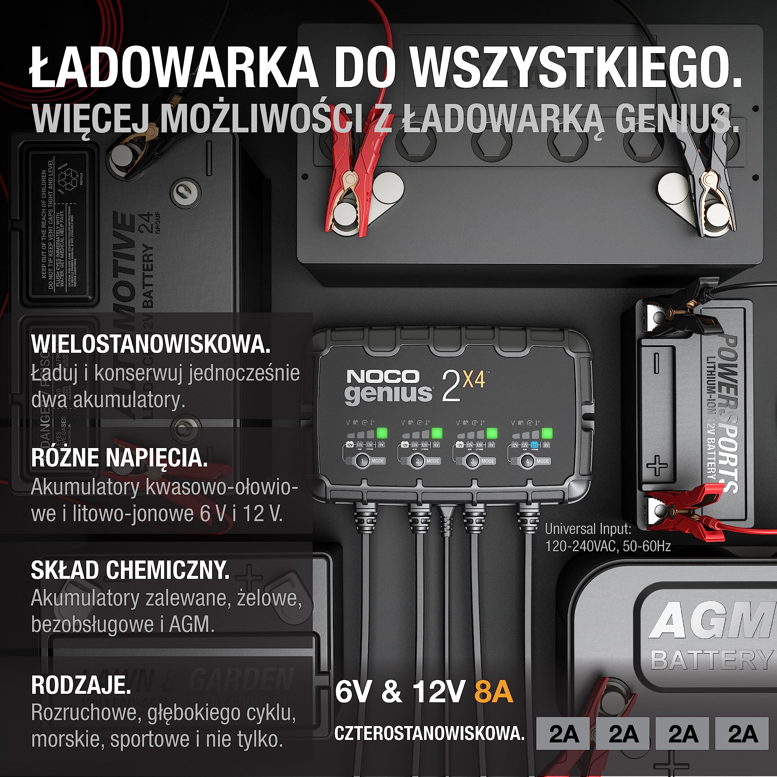 Noco GENIUS2X4 Ładowarka, Czarny, ‎17,7 x 13,49 x 27,41 cm; 3,53 kg
