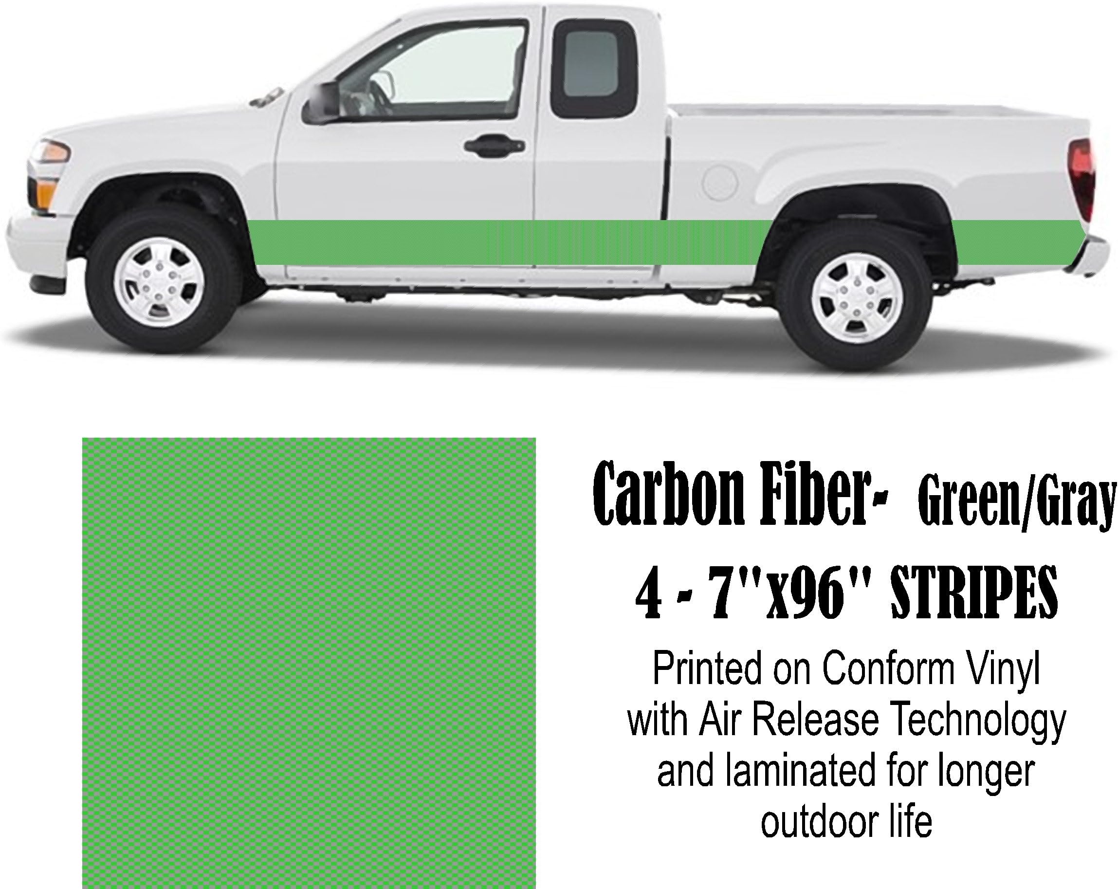 Carbon Fiber- Green & Gray- Vehicle or Truck Stripe Kit