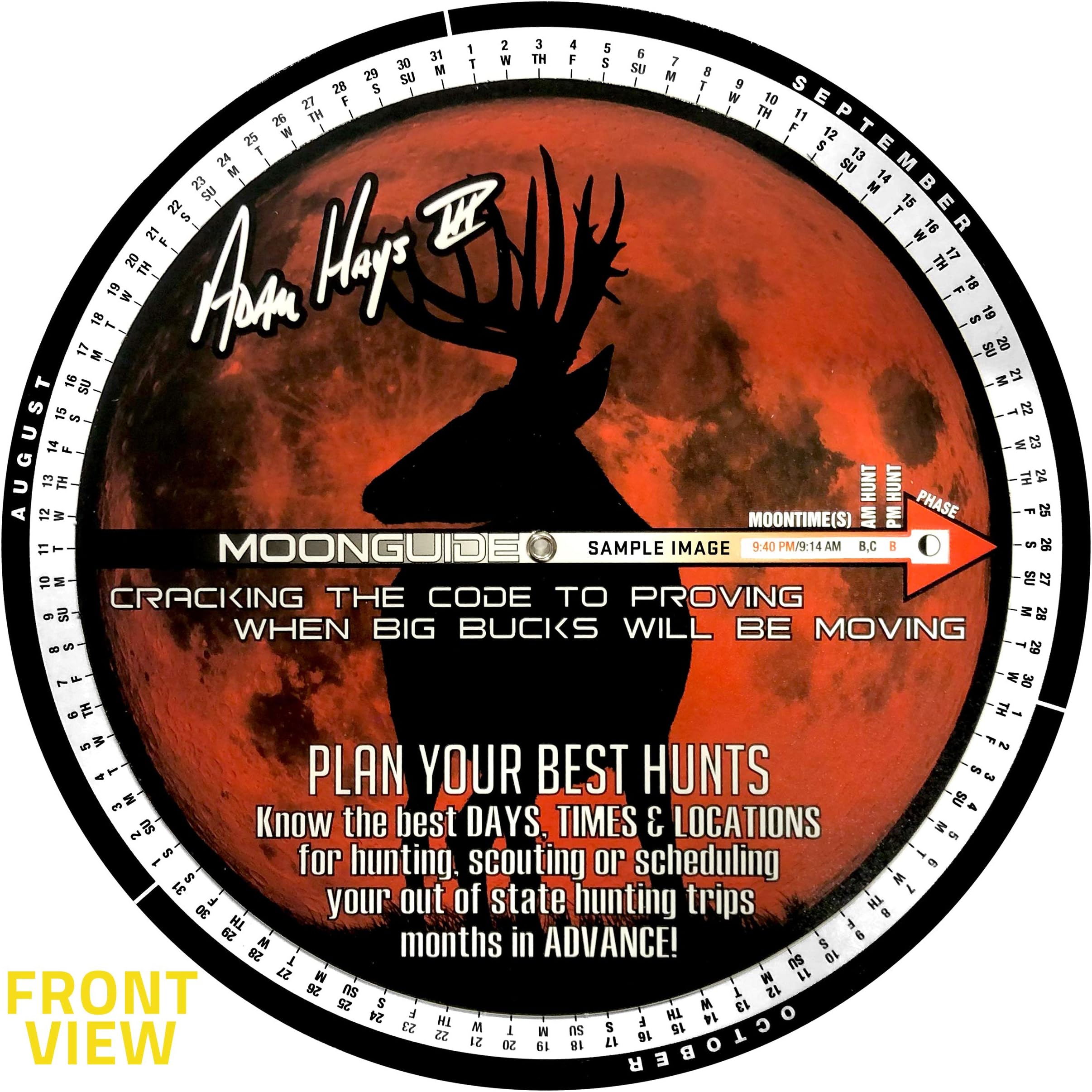 Illusion System's 2020 Moon Guide for Deer Hunting - Dates, Times, Locations - 20+ Years Of Testing - Portable (6″ diameter)