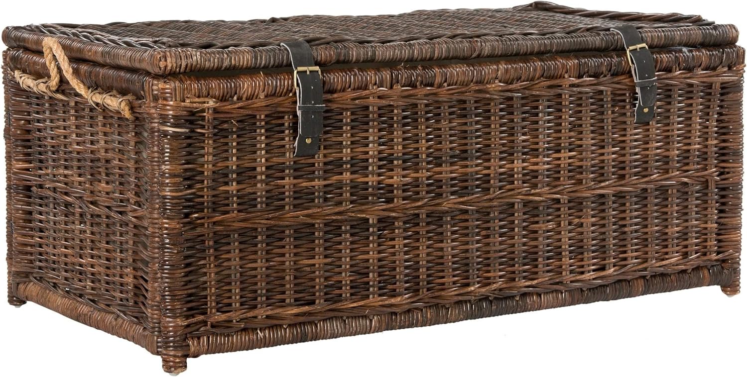 46" Wicker Storage Trunk Brown Rattan