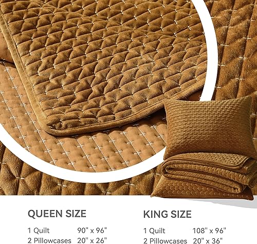 Miniatura 6 de Grassix Juego de edredón de terciopelo tamaño King, juego de ropa de cama de 3 piezas de punto de cruz, juego de edredón ligero de verano, colcha