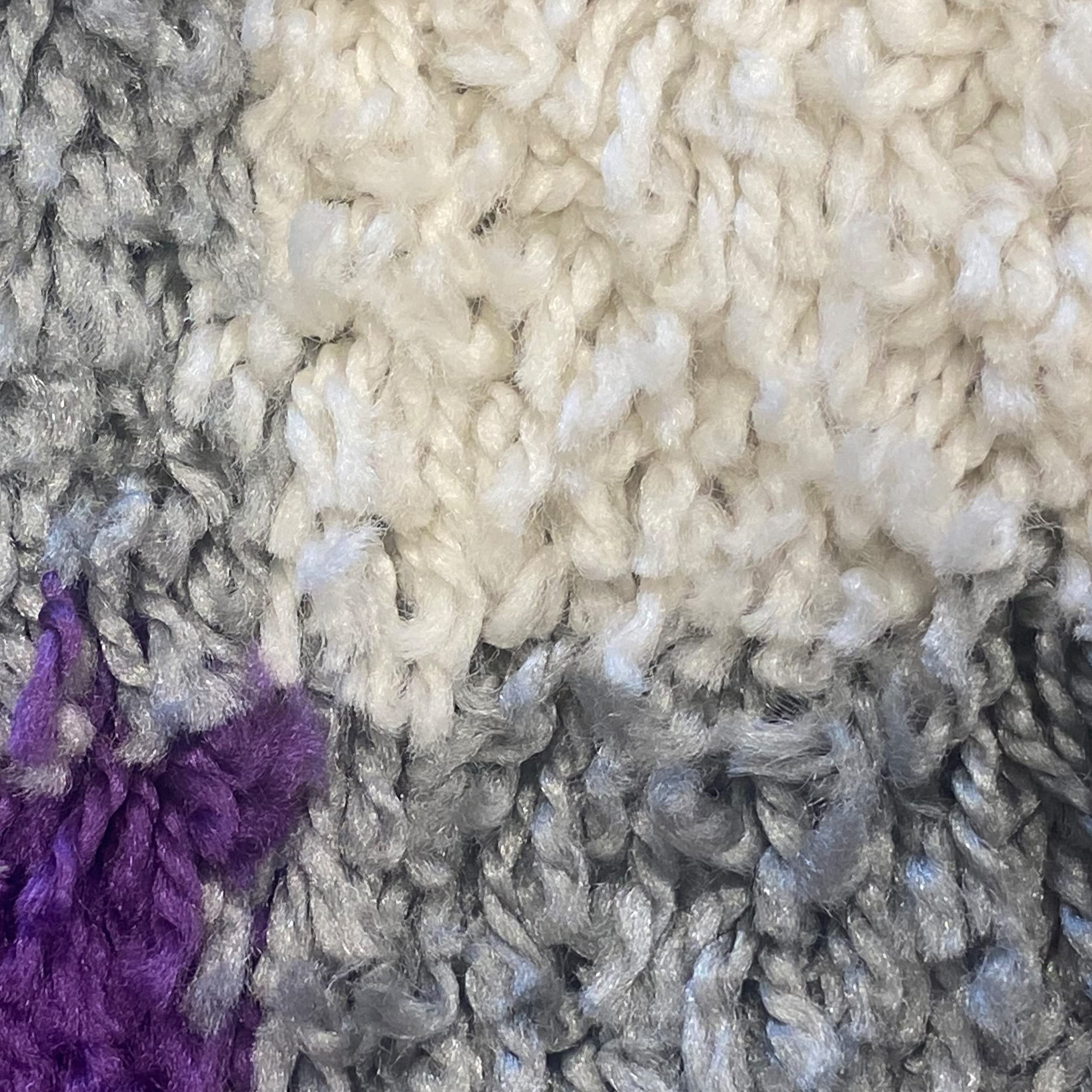 Teppich-Traum Tapis Shaggy Moelleux à Poils Longs avec Motif à Carreaux Violet Gris crème 160x230cm
