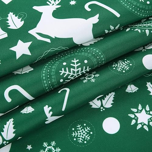 Miniatura 2 de Fashionwu Mantel verde y blanco mantel de Navidad a prueba de derrames antiarrugas mantel de Navidad de poliéster para cocina fiestas vacaciones