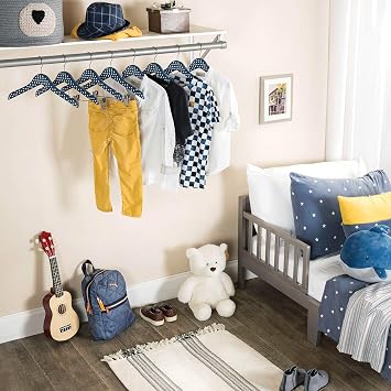 ZOBER High-Grade Wooden Childrens/Kids Hangers with Clips (10 Pack) for Toddler,Dresses, Skirts, Pants, Cute & Charming, Durable Baby Cloths - 12.5 Inch - 360 Hook & Cut Notches