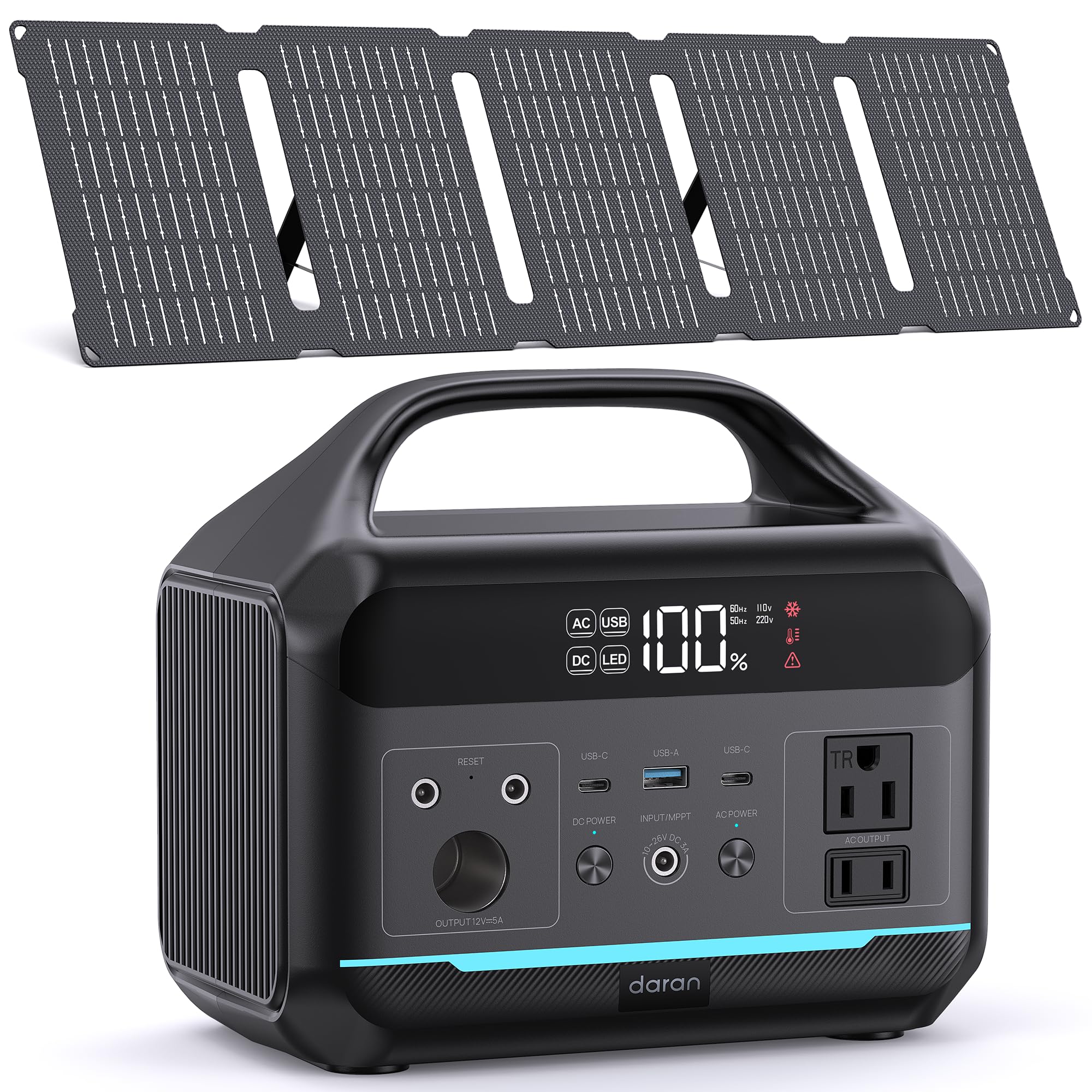 DaranEner Estación de energía portátil de 300W con panel solar de 30W
