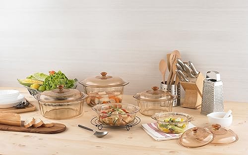 Miniatura 5 de Visions Pyroceram Diamond - Cazuela con tapa de cristal 5 L color marrón