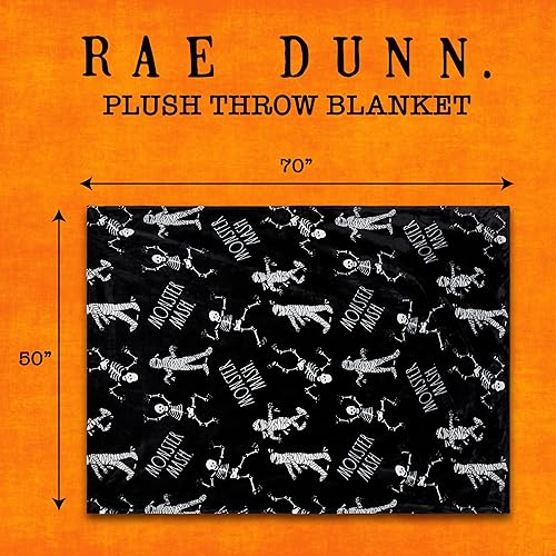 Miniatura 6 de Rae Dunn Manta suave y decorativa para cama o sofá, mantas acogedoras para sofá, manta de felpa suave con huesos bordados, 50 x 70 pulgadas