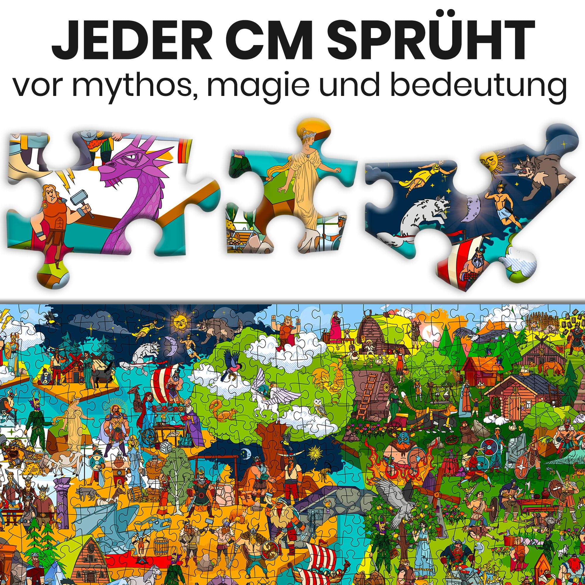 1000-Teile-Puzzle für Erwachsene - 3er-Set Mythories Antike Götter | Puzzle für Erwachsene - Nordische, Griechische und Ägyptische Götter