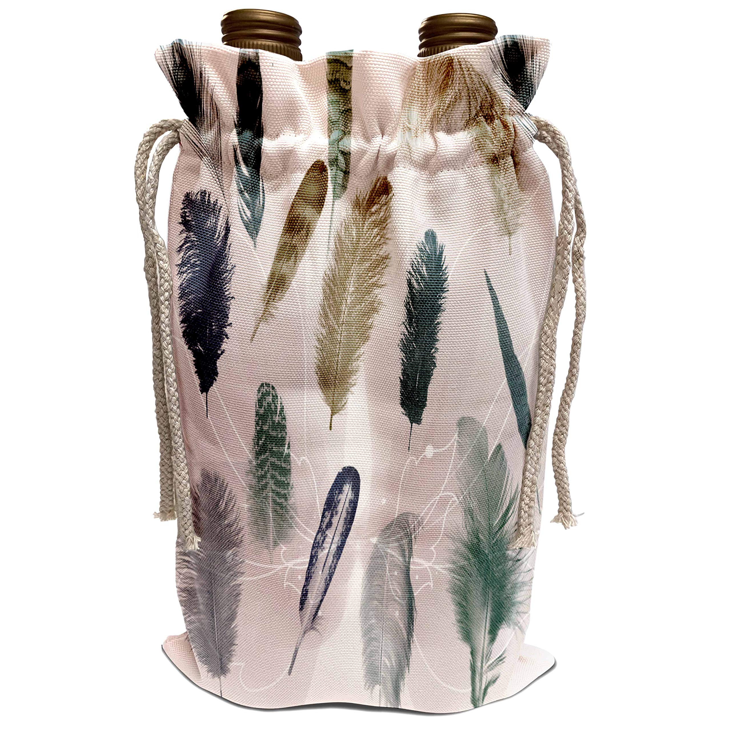 3dRose PS Creations - Variety of Feathers - Birds - Wine Bag (wbg_108907_1)