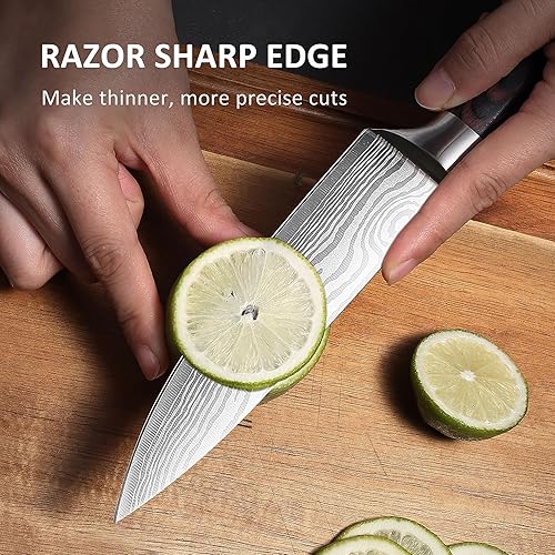 Miniatura 4 de PAUDIN Cuchillo de chef, cuchillo de cocina afilado de 6 pulgadas, cuchillos utilitarios de acero inoxidable de alto carbono con mango ergonómico,