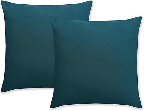 Miniatura 3 de Craftbot Fundas de almohada decorativas 100% algodón, color azul claroazul bebé, 18 x 18 pulgadas, paquete de 2 unidades, sin relleno