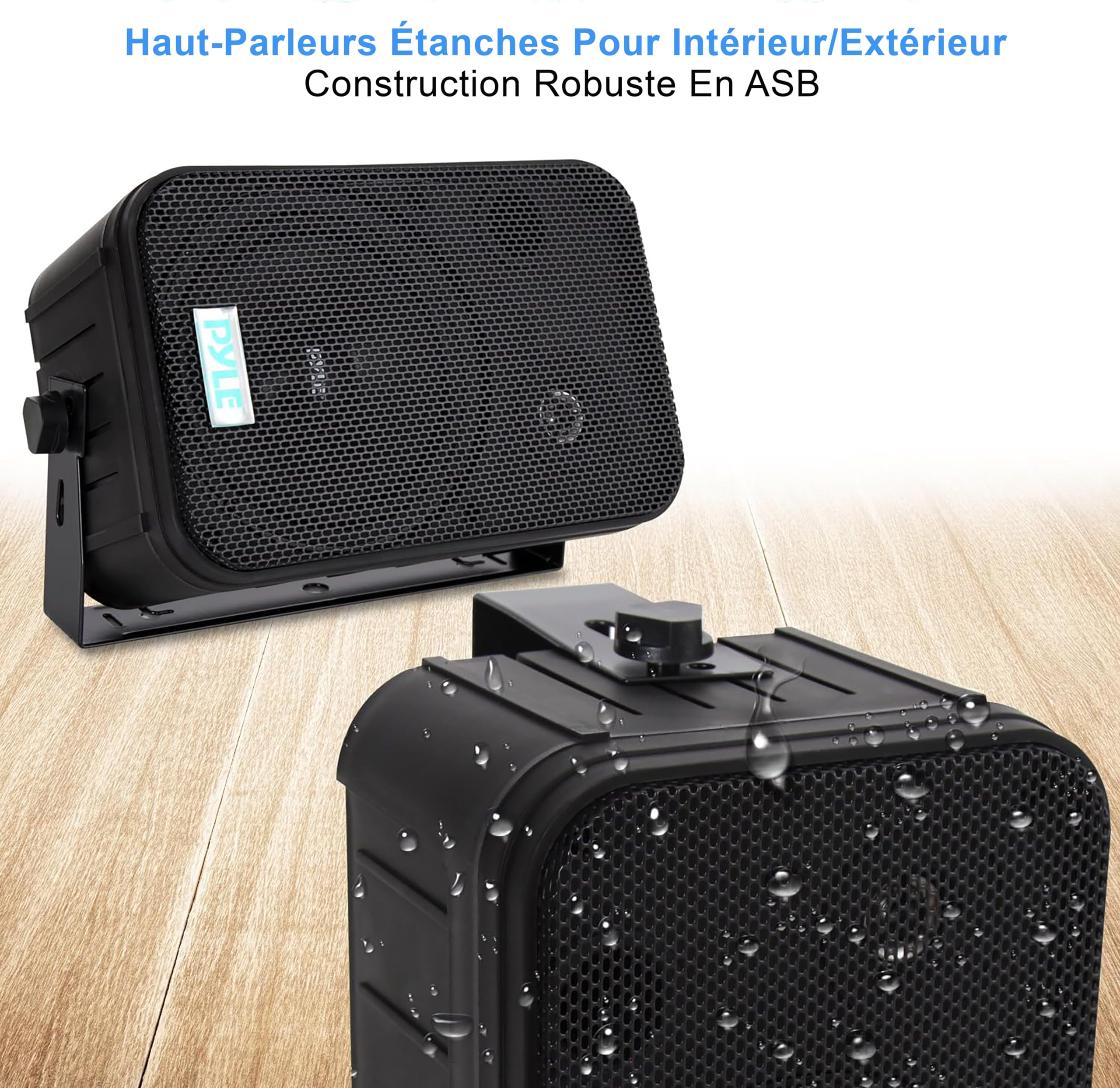 Pyle Home Enceinte d’Extérieur 500W, Paire d’Enceintes Imperméables, Haut Parleur étanche Montée au Mur et Plafond, Montage Universel, Utilisation dans la Piscine, Patio, l'Intérieur