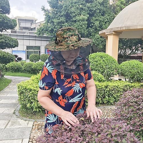 Miniatura 8 de Sucrain Paquete de 2 sombreros de red de mosquitos, sombrero de sol, sombrero de jardín con malla de red oculta para jardinería al aire libre