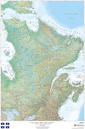 Quebec - Mapa de pared laminado de 24" x 36"