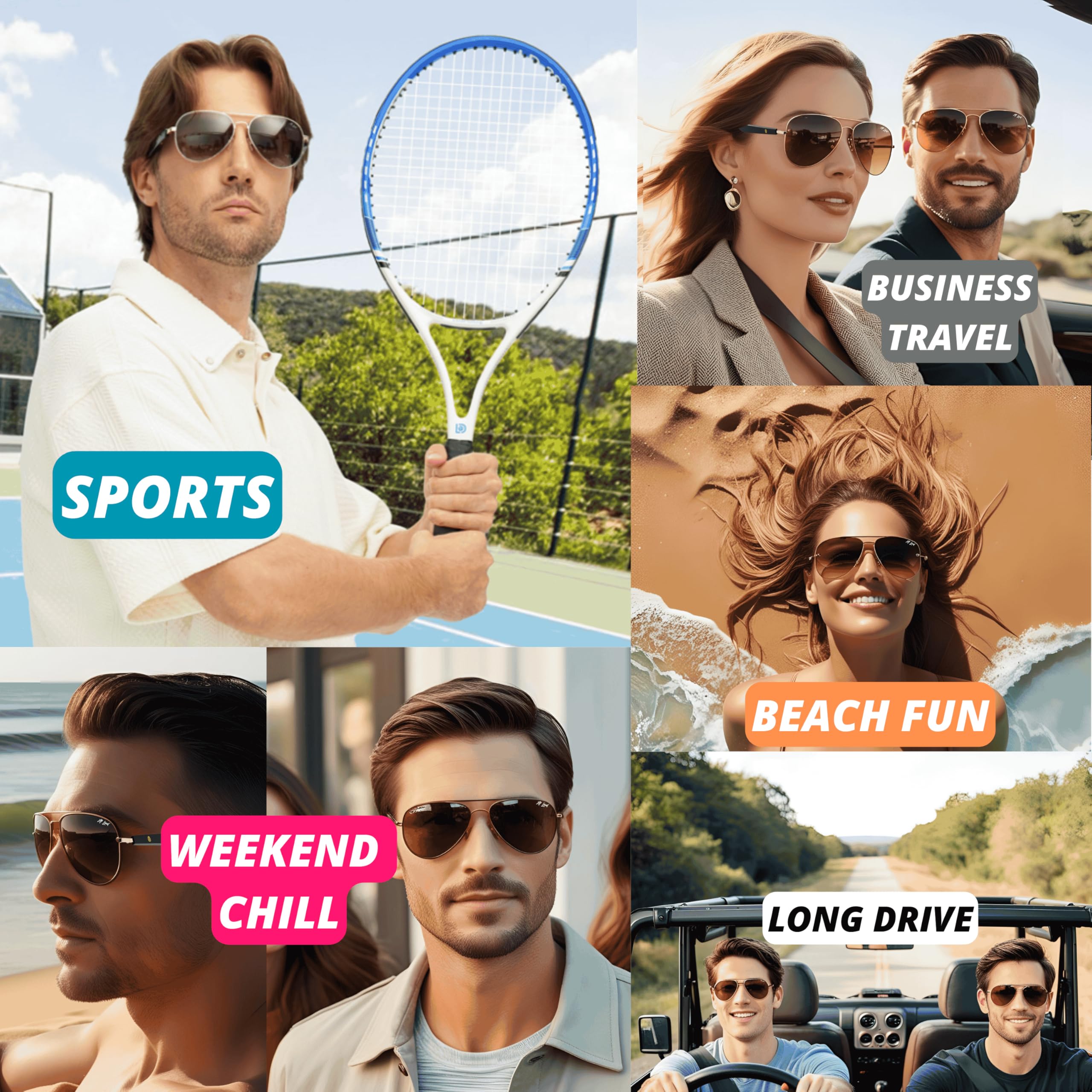 Smart Bluetooth Glasses for Men and Women,with Speakers New 5.3 Android Siri Touch and Voice Assistant, 120H SB, Brown Aviator