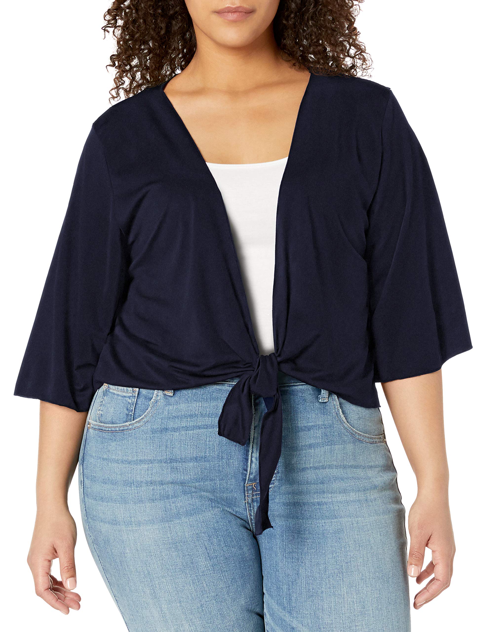 Star Vixen Womens 3/4 Sleeve Tiefront ShrugShrug Sweater