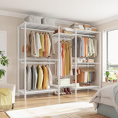 Raybee Perchero de ropa para colgar ropa, perchero en forma de L para esquina de 900 libras, perchero de ropa resistente 74.5 pulgadas de ancho x 18