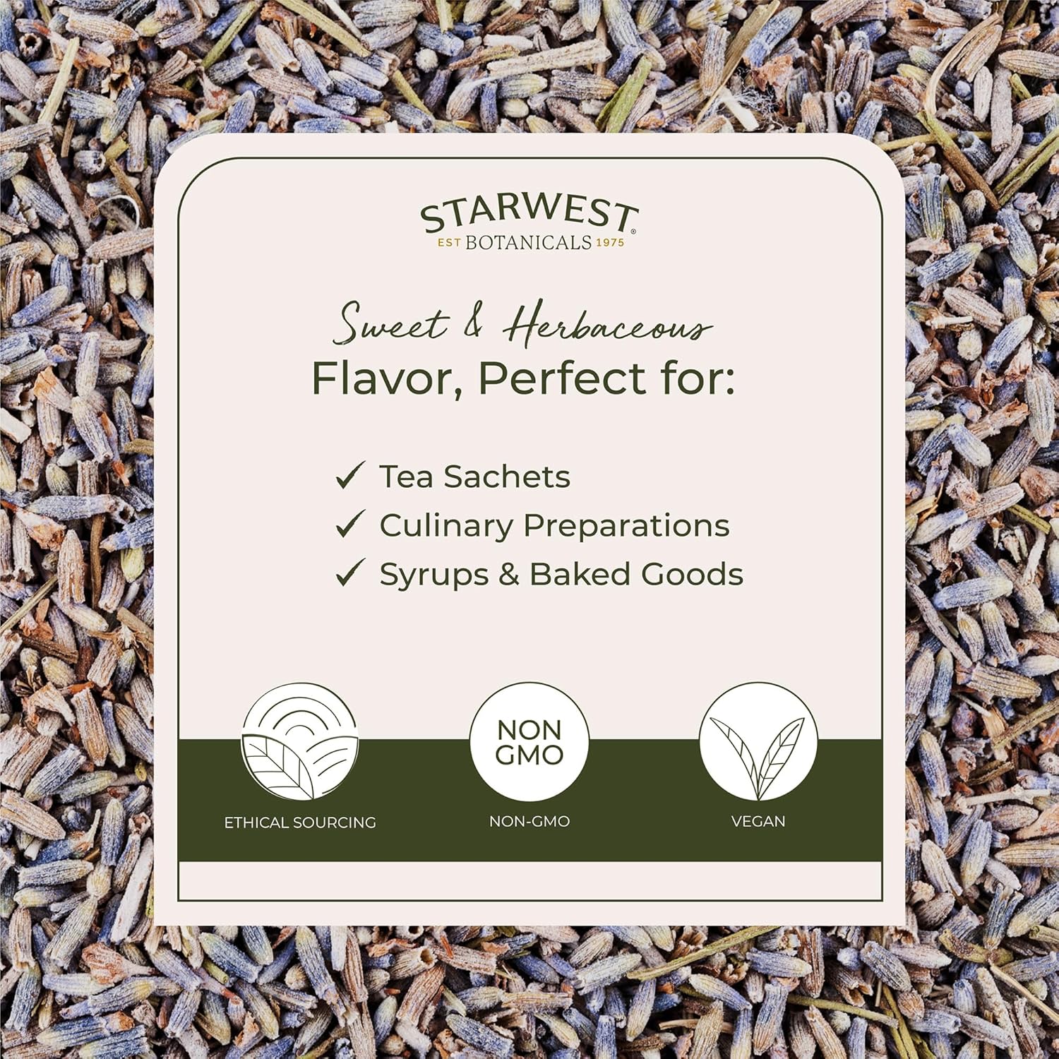 Starwest Botanicals Dried Lavender Flowers Extra Organic - Edible Loose Lavender Buds for Tea, Drinks, Baking, & Cooking, Certified Kosher Herb, Non-GMO - Bulk 1 lb Bag