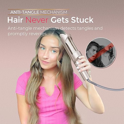 Miniatura 6 de TYMO CurlPro Plus - Rizador giratorio automático mejorado, varita rizadora de barril largo para cabello largo, rizador de pelo de cerámica para