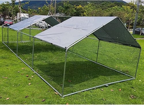 Miniatura 2 de GNIXUU Gallinero de metal grande, alambre galvanizado para patio con cubierta superior impermeable, jaula para aves de corral en forma de espira,