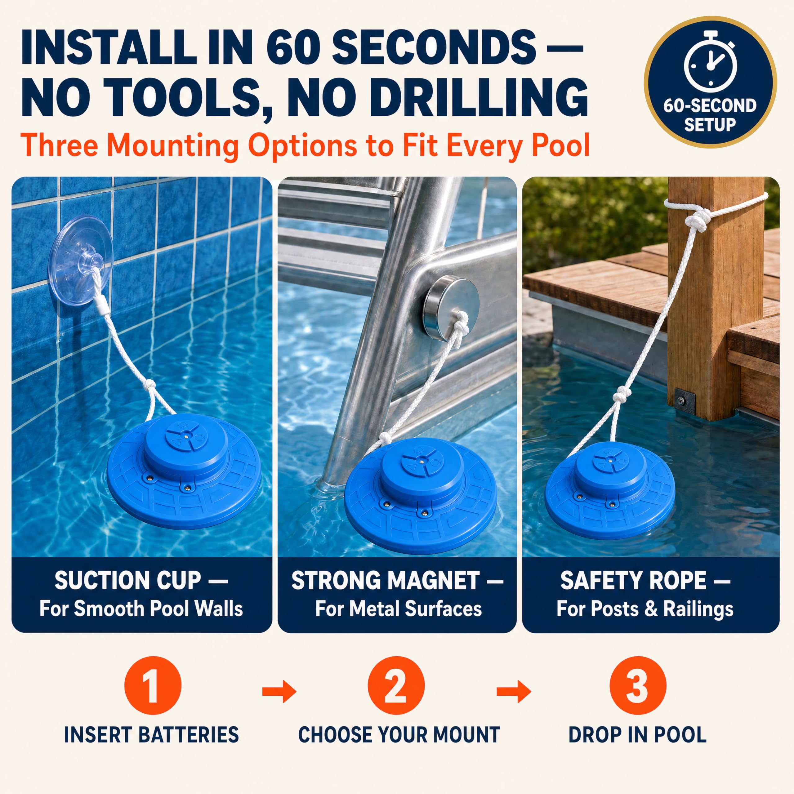 Alarma de piscina para piscinas enterradas y sobre el suelo con receptor interior remoto, alarma de seguridad flotante, sensibilidad ajustable, apagado y encendido automático, protección para niños y