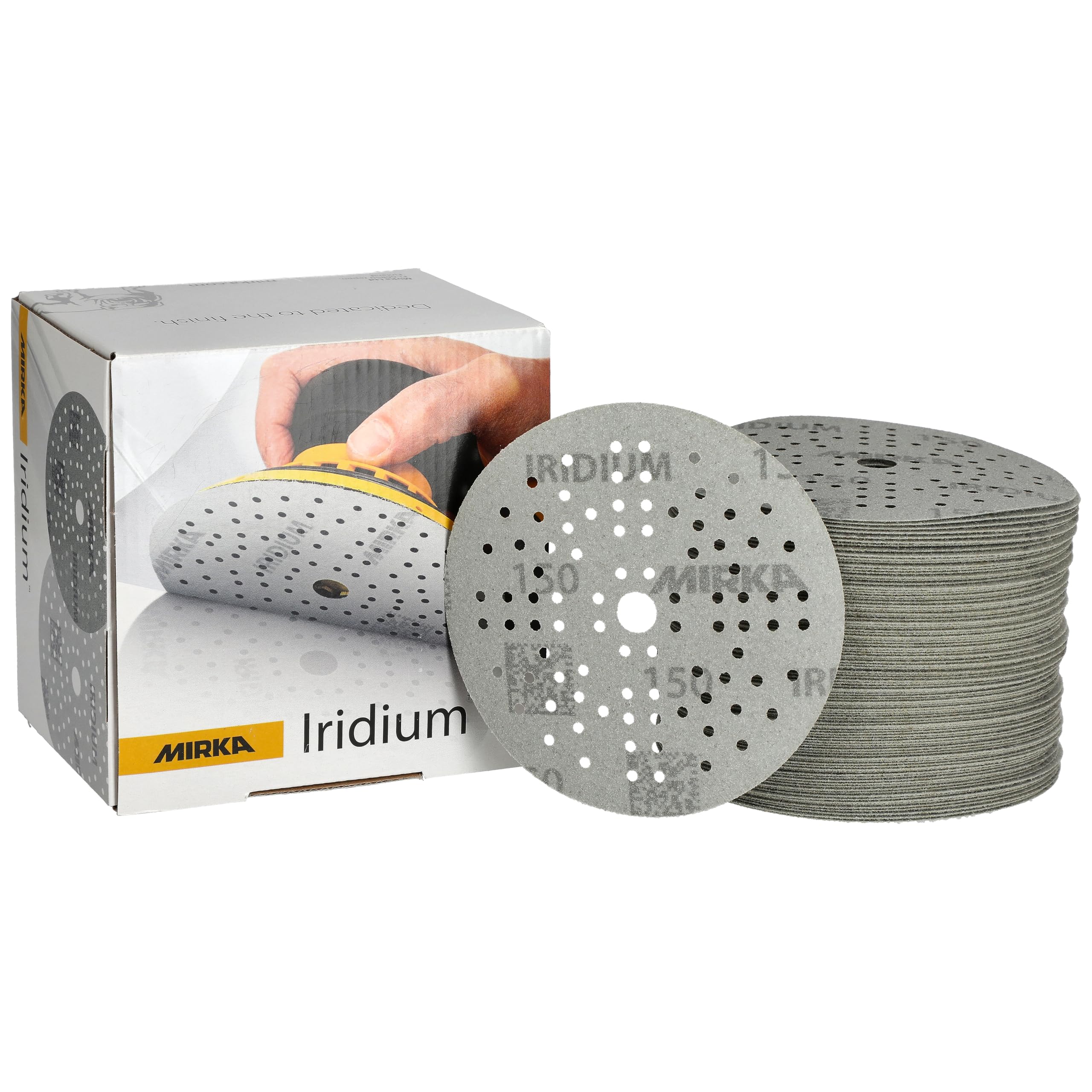 Mirka Abrasive Sheets Iridium Sandpaper 125mm Hook & Loop Grit 150