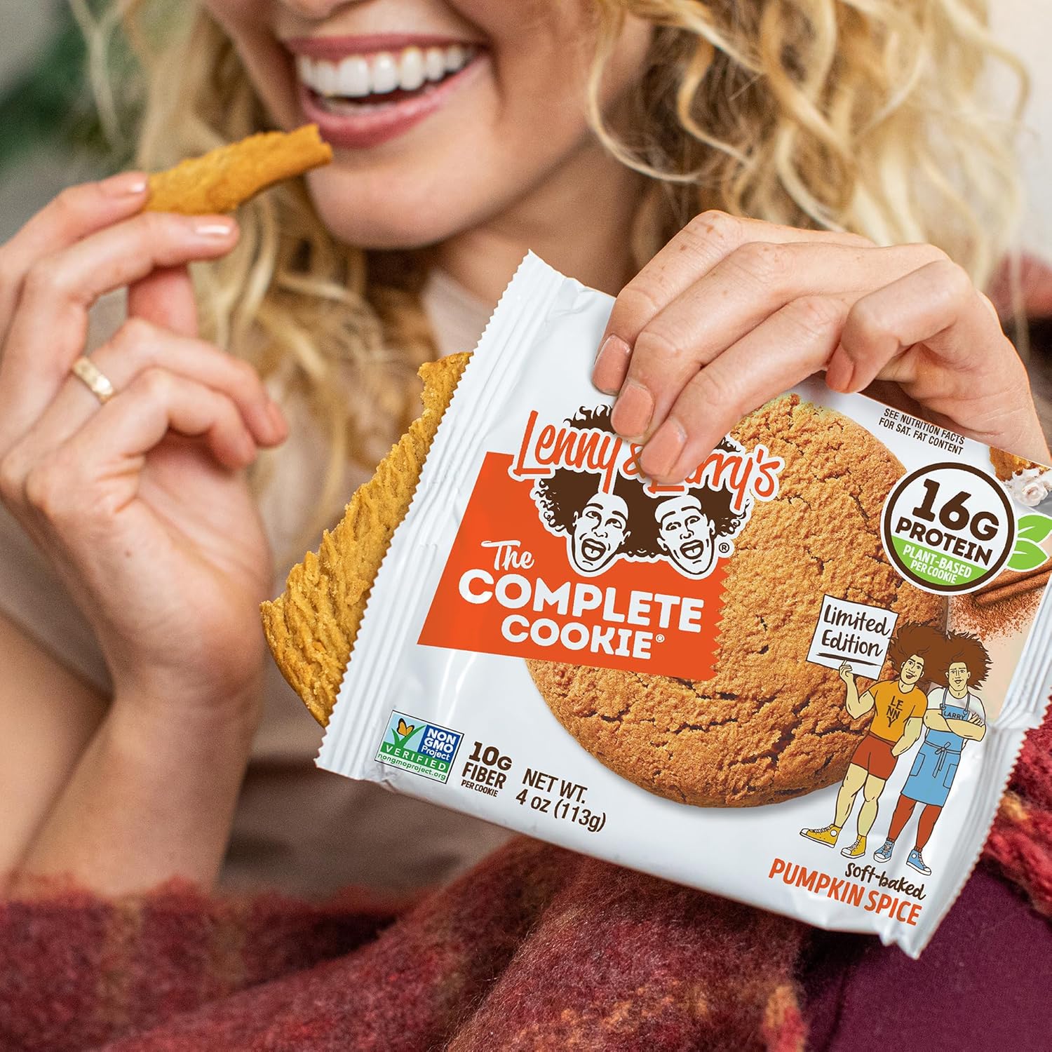 Lenny & Larry's 12 pack 4oz Protein Cookie Non-GMO Vegan High Fiber, Pumpkin Spice
