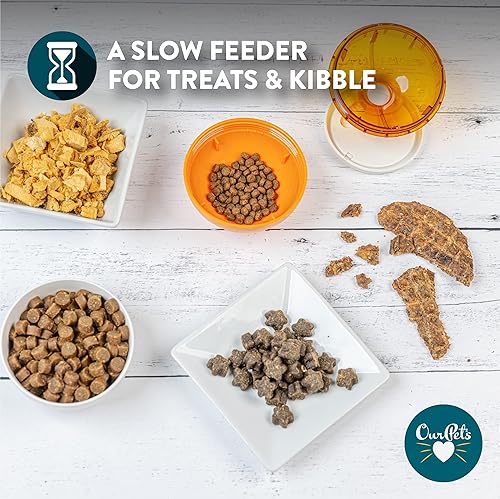 Vista 2 de OurPets IQ Bola dispensadora de premios de comida para perros, 4 pulgadas