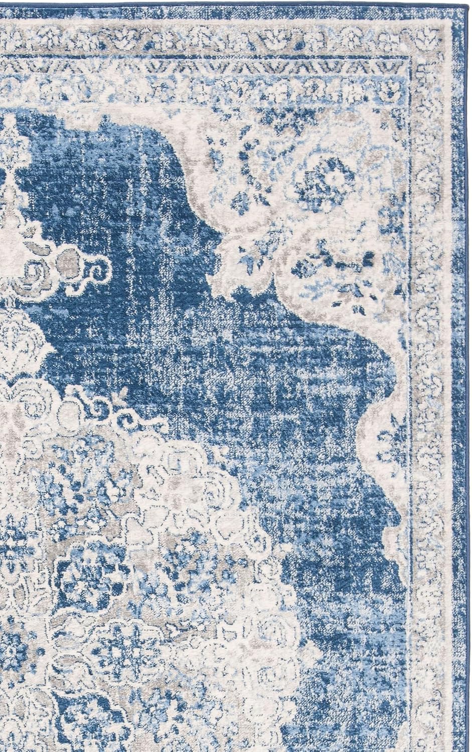 SAFAVIEH Area Rug 8x10 - Brentwood Collection - Large - Navy & Ivory, Medallion Distressed Design, Non-Shedding & Easy Cleaning, Ideal for Living Room, Bedroom, Office, Dining Space (BNT867N)