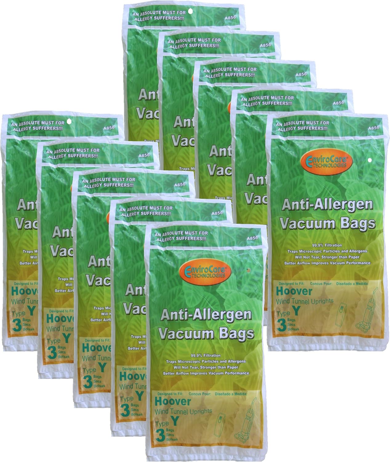 30 Hoover HEPA Allergy Type Y Bags, WindTunnel Upright Vacuum Cleaners, 43655109, 4010100Y, 4010801Y, AH10060DT,AH10040CLP,902419001, Royal, Gold Star, Pacific Steamex
