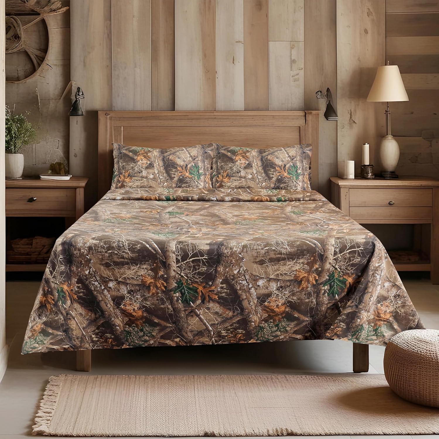 VISI-ONE Realtree Edge Twin Camo 3 Piece Sheet Set – Lightweight, Cooling, Wrinkle-Free Microfiber 15" Deep Pockets Sheets, Unisex Rustic Western Farmhouse Style for Home, RVs, and Camping Retreats
