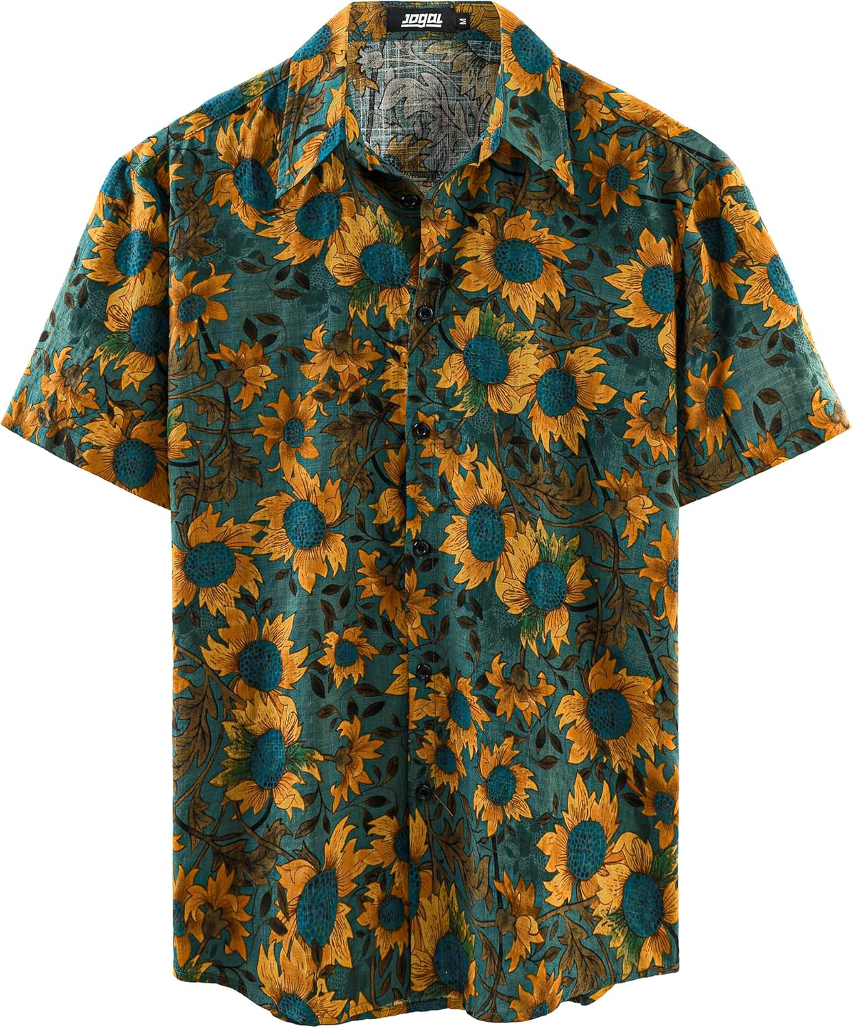 JOGAL Men's Flower Casual Button Down Short Sleeve Hawaiian Shirt - Image 3