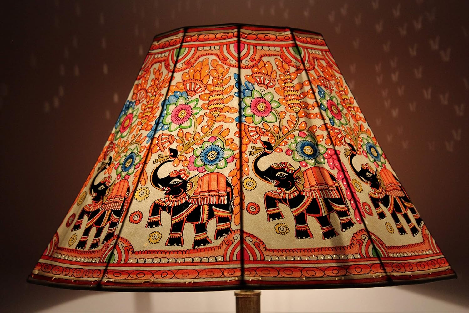 Amazon Com Painted Leather Lamp Shade Indian Elephant Design Handmade Table Lampshade H 10 W 16 Inches Products 