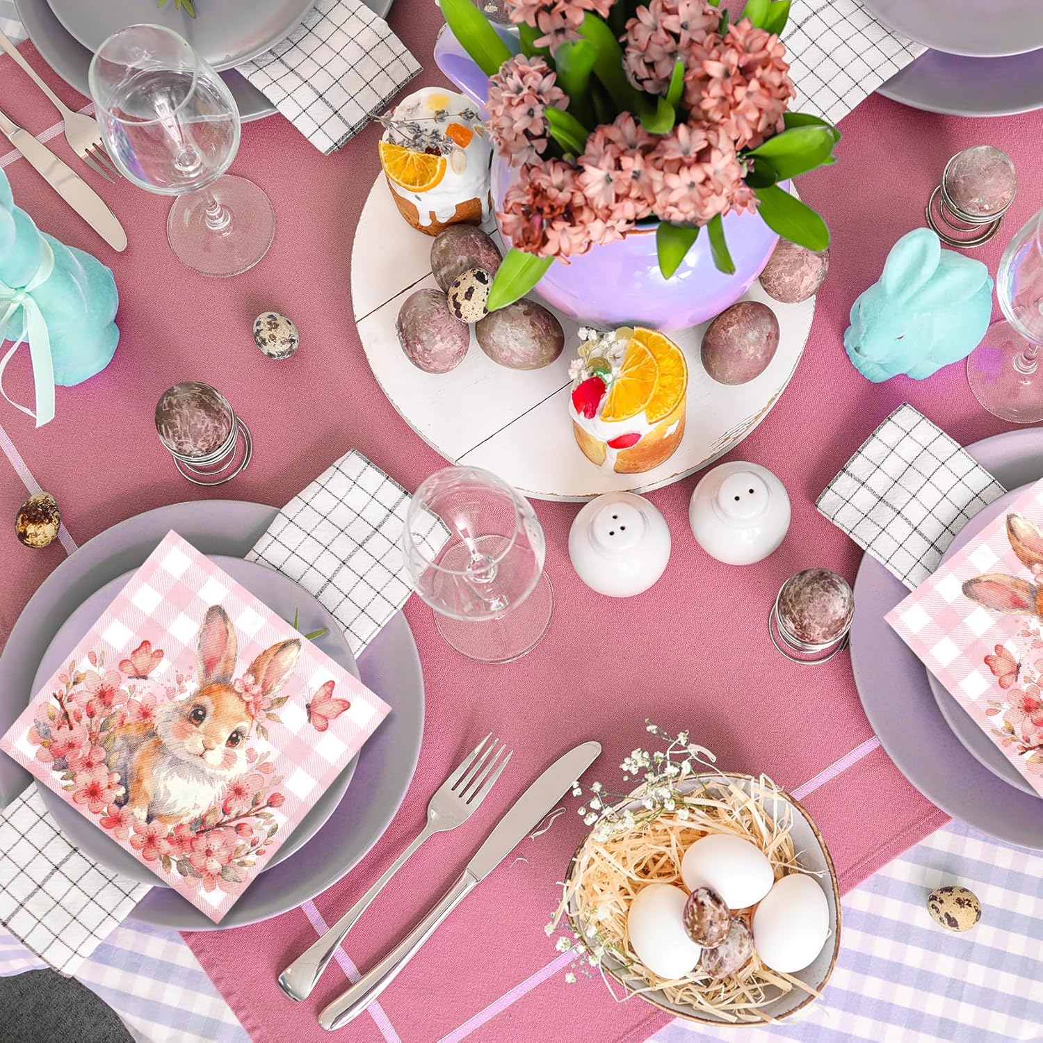 Easter Napkins, 50Pcs Easter Bunny Paper Napkins, Pink Rabbit Cocktail Beverage Napkin Disposable Guest Towels for Home Dinner Wedding Bridal Baby Shower Birthday Spring Party Supplies Tableware Decor - Image 5