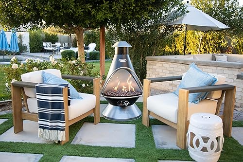 Miniatura 9 de Cuisinart Chimenea de propano para fogata, 40,000 BTU ajustable a gas para patios, incluye rocas de lava, escudo térmico direccional y encendido de