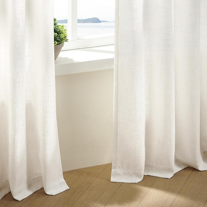 Cortinas de Lino Pinch Pleated 84 Pulgadas 2 Paneles Natural miniatura 8
