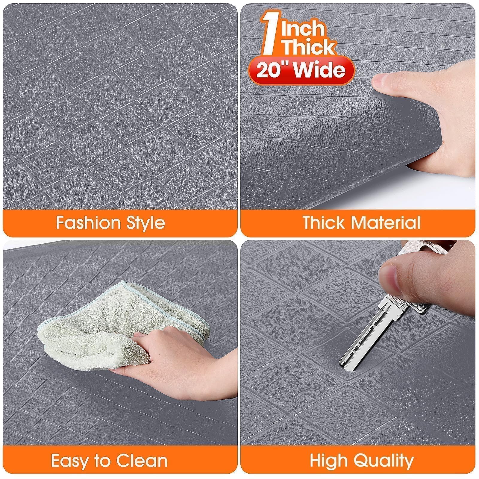 1" Thick Kitchen Mats for Floor, Water Resistant Floor Rug,Grey/72" x 20" — Amazon image 4