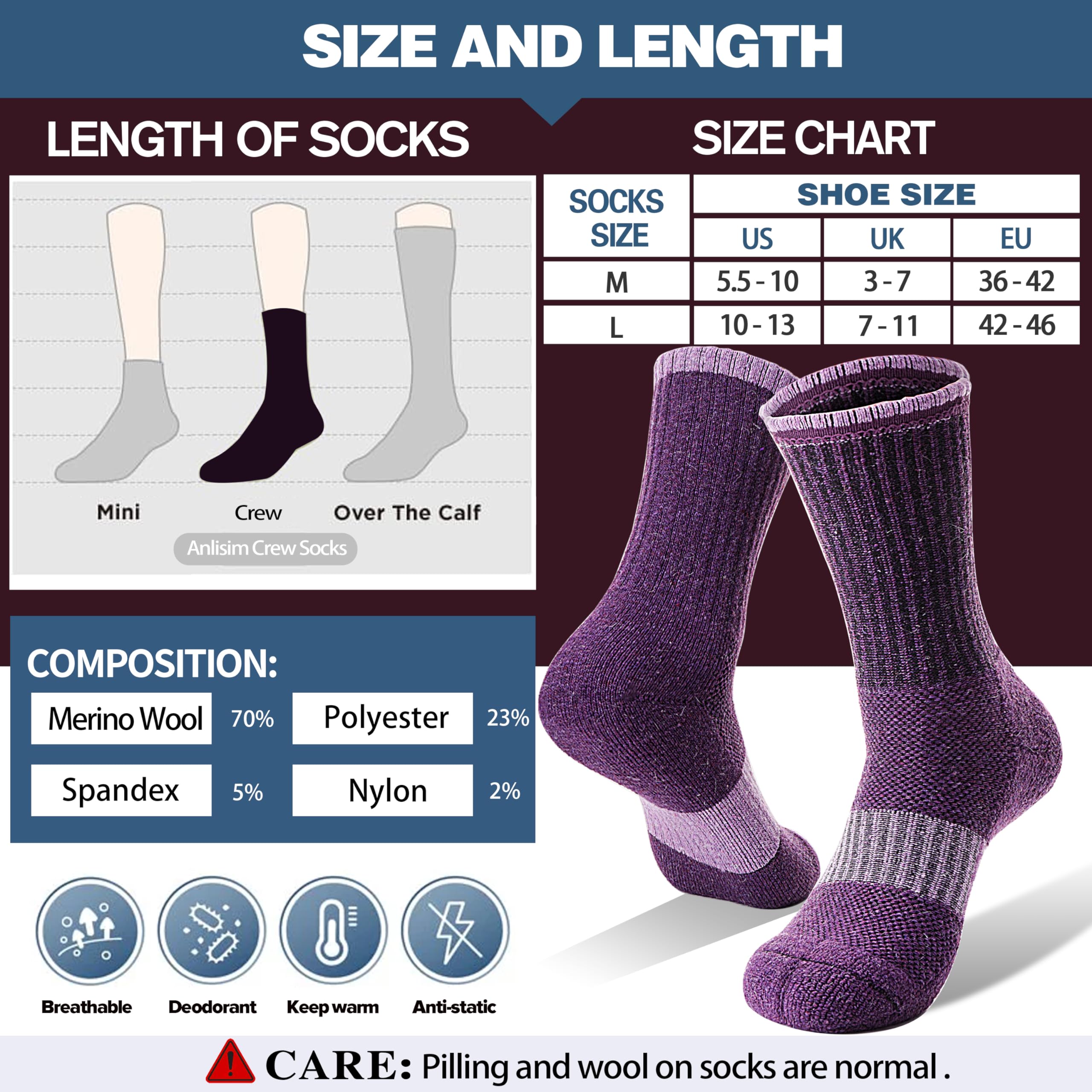 Calcetines de lana merina para mujer, cálidos, térmicos, gruesos, para botas de invierno, cojín de trabajo, calcetines de regalo, 5 pares