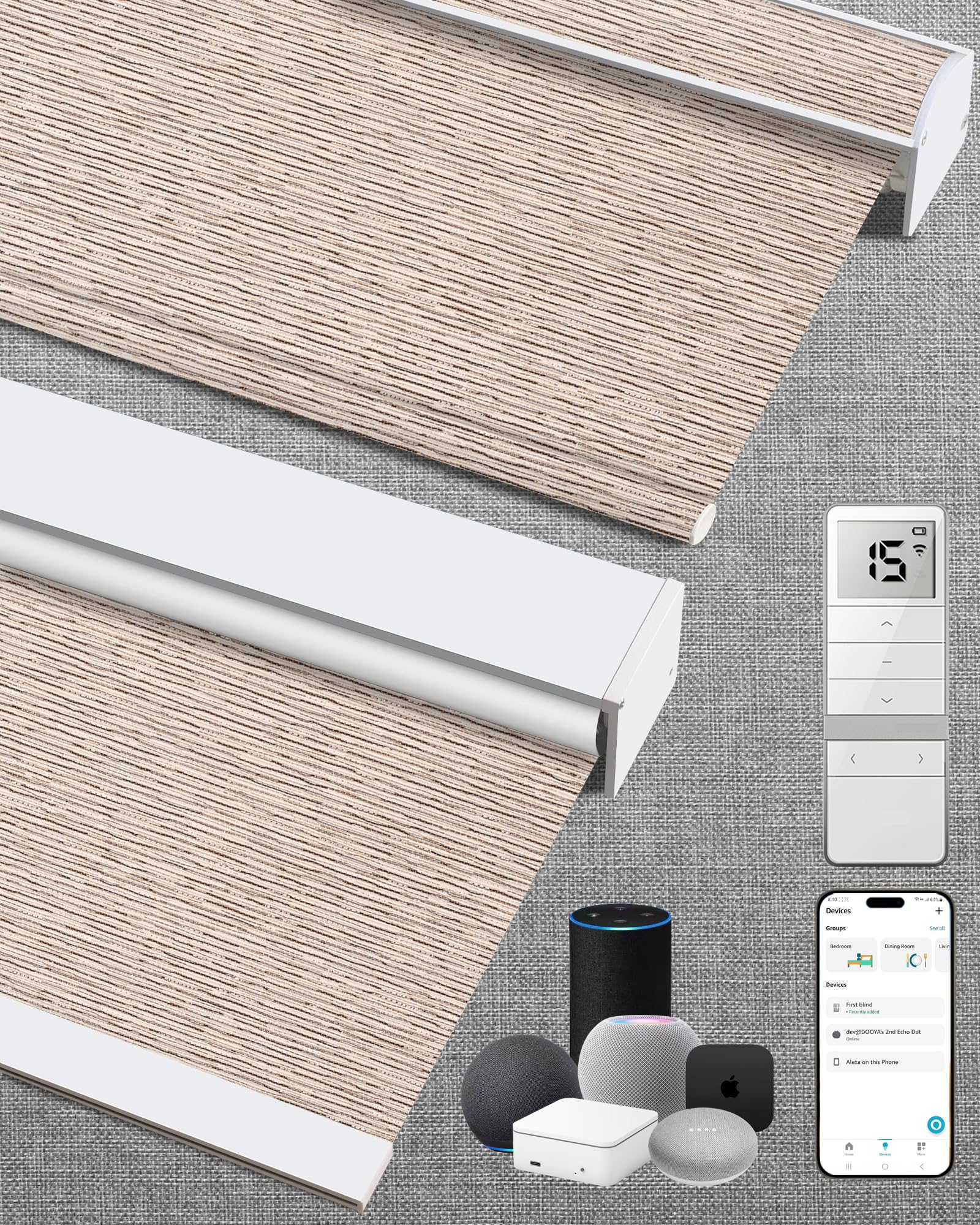 Bringnox Motorized Blinds with Remote, 100% Blackout, Voice Controlled thumbnail 4