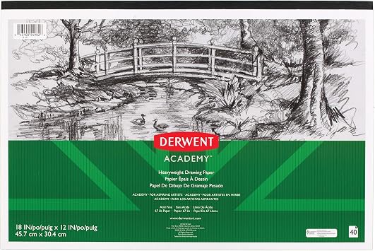 Derwent Academy Drawing Paper Pad, 40 Sheets, 18" x 12", Heavyweight 54982