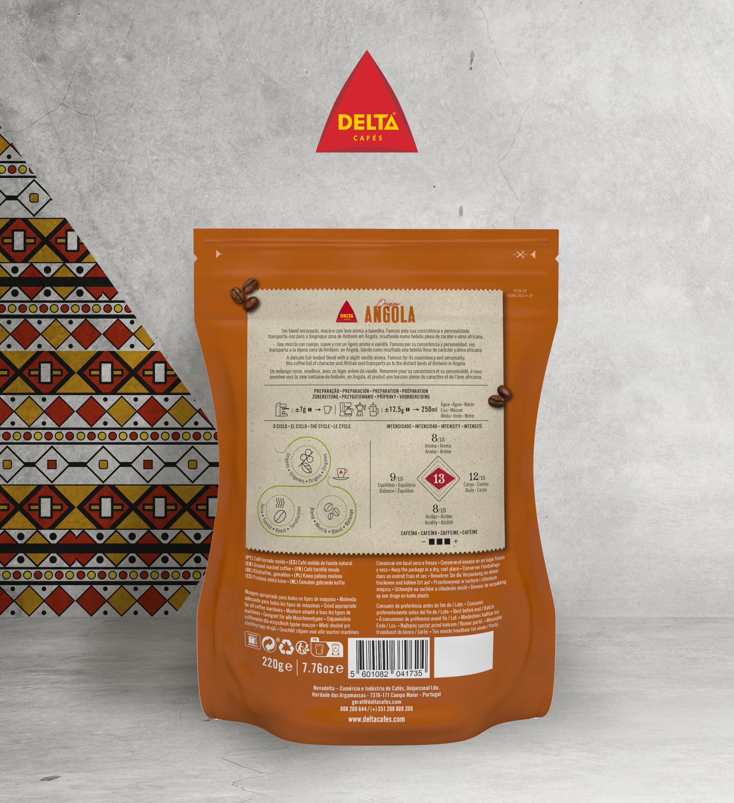 Delta Mmielona kawa palona z Angoli do ekspresu do espresso lub torebki 250 g